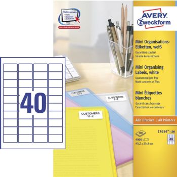 Avery L7654-100 etiket 45,7x25,4mm hvid