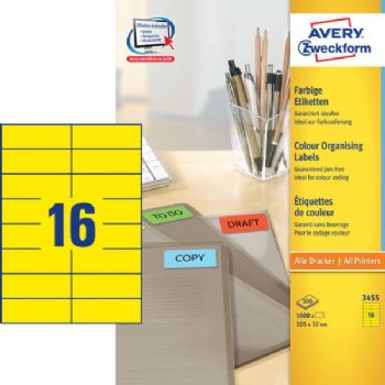 Avery organisering-etiket 105x37mm gul