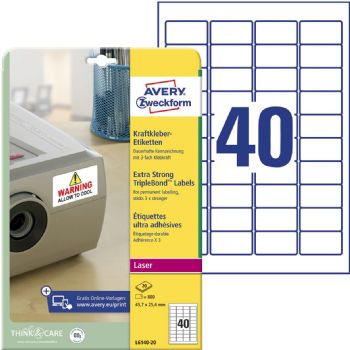 Avery L6140-20 etiket 45,7x25,4mm hvid