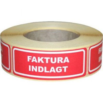 WhiteLabel Etiket \'FAKTURA INDLAGT\' 24x65mm rød 500stk