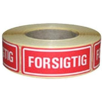 WhiteLabel Etiket \'FORSIGTIG\' 24x66mm rød 500stk