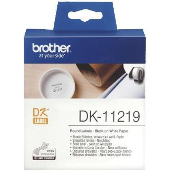 Brother DK11219 etiket Ø12mm hvid 1000stk