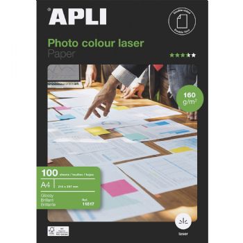 Apli  A4 fotopapir 160g hvid 100ark