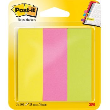 Selvkl. Indexfaner Post-It 671/3 papir 2,5x7,6cm 3x100stk