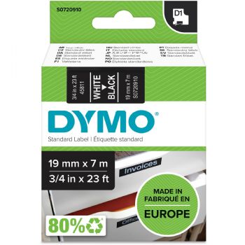 Dymo D1 45811 tape 19mm hvid/sort