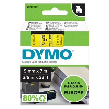 Dymo tape 40918 9mm x 7m Sort på gul