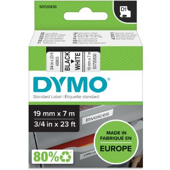 Dymo tape 45803 19mm x 7m Sort på hvid