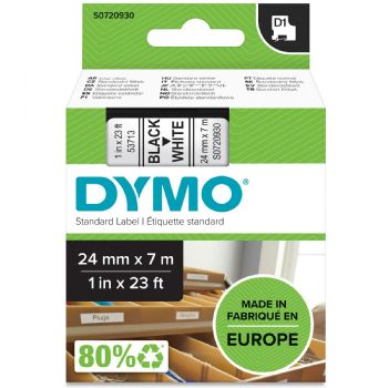 Dymo tape, 53713, 24mm Sort på hvid