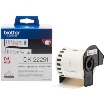 Brother DK22251 label 62mmx15m sort/rød/hvid