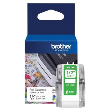 Brother prægetape/teksttape CZ-1002 sort på hvid 12mm 5m 