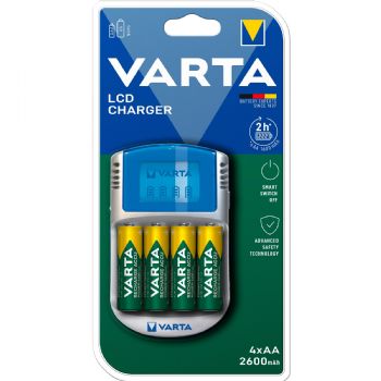 VARTA LCD batterioplader inkl. 4 x AA 2600 mAh