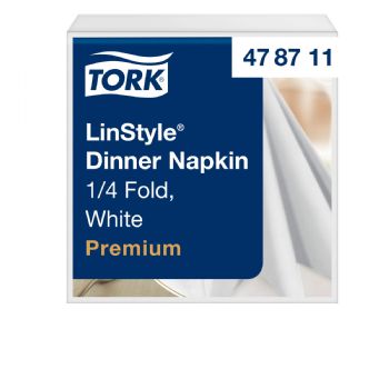 Tork 478711 Linstyle middagsservietter 1-lags 39x39cm hvid 50stk