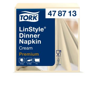 Tork 478713 Premium Linstyle middagsservietter 1-lags 39x39cm cream 50stk