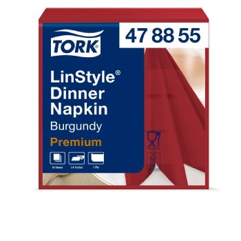 Tork 478855 Linstyle middagsservietter 1-lags 39x39cm bordeaux 50stk