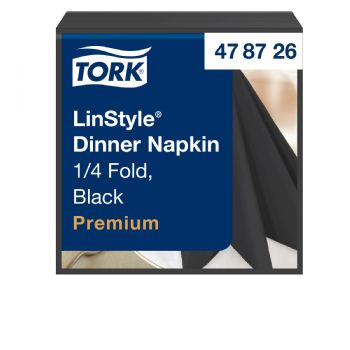 Tork 478726 Linstyle middagsservietter 1-lags 39x39cm sort 50stk