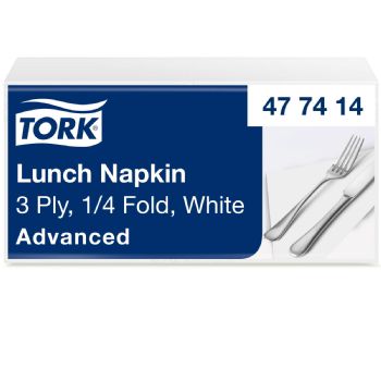 Tork 477414 Advanced Soft frokostservietter 33x33 cm 3-lags hvid 150 stk