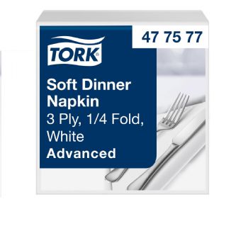 Tork 477577 Advanced Soft middagsservietter 39x39 cm 3-lags hvid 100 stk