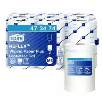 Tork 473474 Reflex Plus M3 2lags aftørringspapir hvid 9ruller