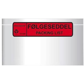 Følgeseddellomme M65 225 x 122mm, m/tryk 1000 stk