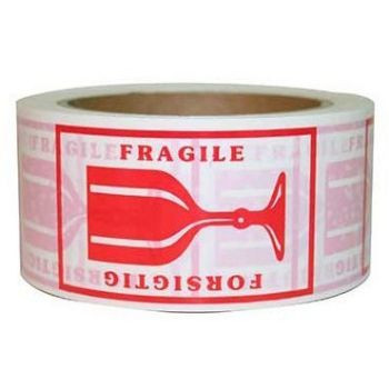 WhiteLabel Pakketape \'FORSIGTIG GLAS\' pakketape 50mmx66m rød/hvid