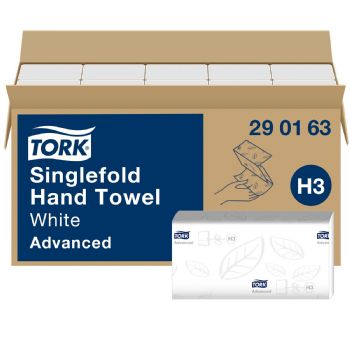 Tork Advanced Soft Singlefold H3 håndklædeark 2-lags Hvid