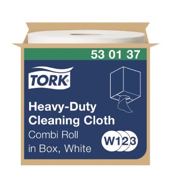 Tork 530137 Heavy-Duty W1/W2 1lags aftørringsklud hvid