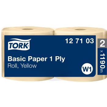 Tork 127103 Basic W1 1lags aftørringspapir gul 2ruller