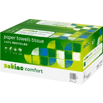 Satino Comfort håndklædeark 2lags 25x23cm hvid 20x160stk