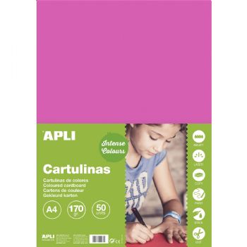 Apli A4 170 gram karton i fuchsia