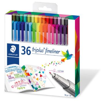 Staedtler Triplus sampak med 36 forskellige farvede finelinere