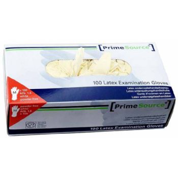 Prime Source latexhandsker STR. M hvid 100stk