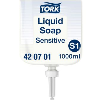 Tork Premium ekstra mild sæbe S1 uden parafume 1 ltr. hvid