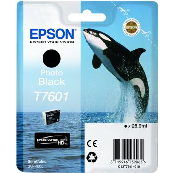 Epson T7601 C13T76014010 Foto Sort Blækpatron, 25.9 ml