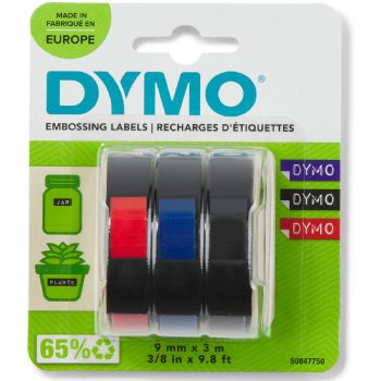 Dymo Embosser prægetape 9mm blå/rød/sort