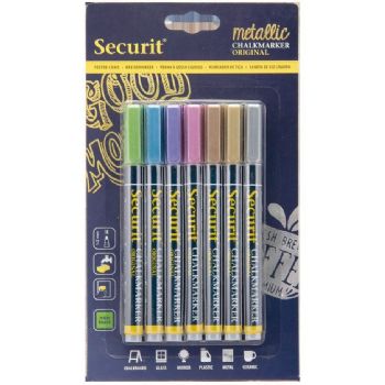 Securit kalkmarker 1-2mm 7 metallic farver