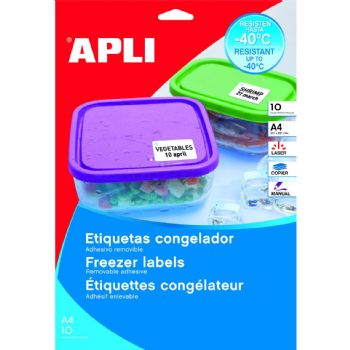 Apli A4 33,9x63,5mm etiketark fryseegnet hvid 100stk