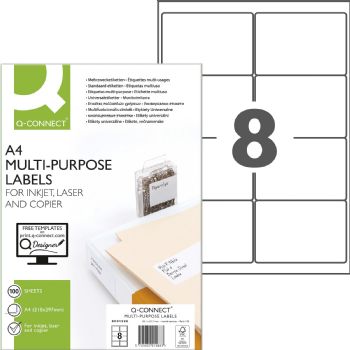 Q-connect multietiketter A4 67,7x99,1mm hvid