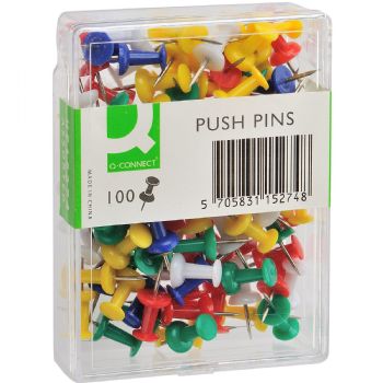 Q-connect Push Pins assorterede farver 100stk