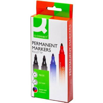 Marker Q-Connect Etui med 4 stk. Assorterede