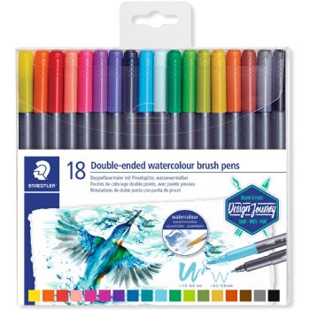 Staedtler 3001 Duo akvareltuscher 0,5-0,8/1,0-6,0mm 18stk