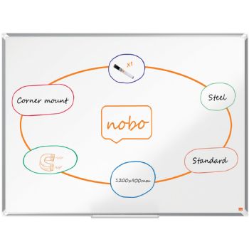 Nobo Premium Plus stål whiteboard 120x90cm hvid