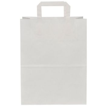 WhiteLabel Bærepose papir m/fals 16L 360x280x170mm hvid 200stk