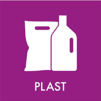 WhiteLabel Plast piktogram til kildesortering 12x12cm