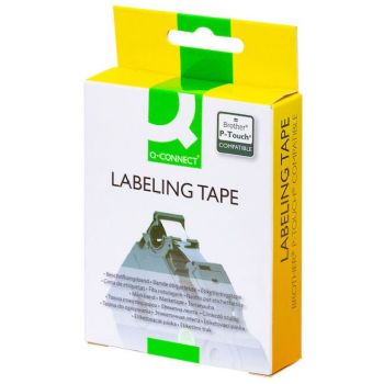 Q-connect TZe-tape 12mm x 8m hvid/sort