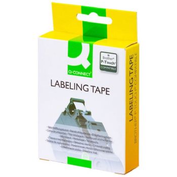 Q-connect TZe-tape 36mm x 8m sort/hvid