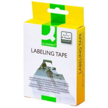 Q-connect TZe-tape 24mm x 8m sort/gul