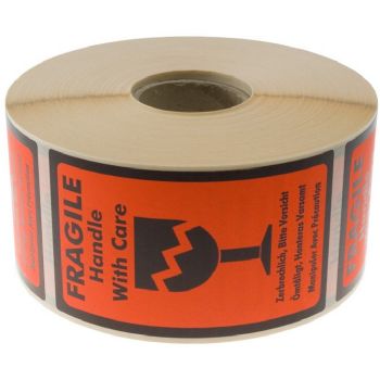 WhiteLabel Etiket FRAGILE 120x70mm orange 1000stk