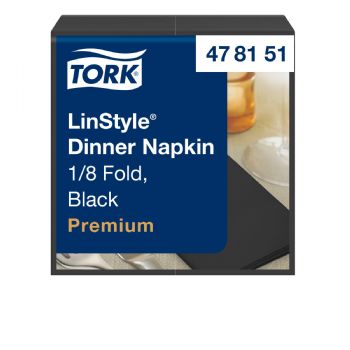 Tork 478151 Linstyle middagsservietter 1-lags 39x39cm sort 12x50stk