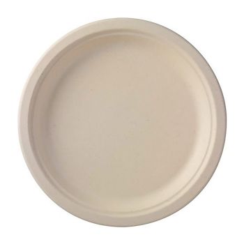 WhiteLabel Engangstallerkner bagasse Ø23cm beige 125 stk