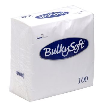 Bulkysoft 3lags 40x40cm middagsserviet hvid 70stk